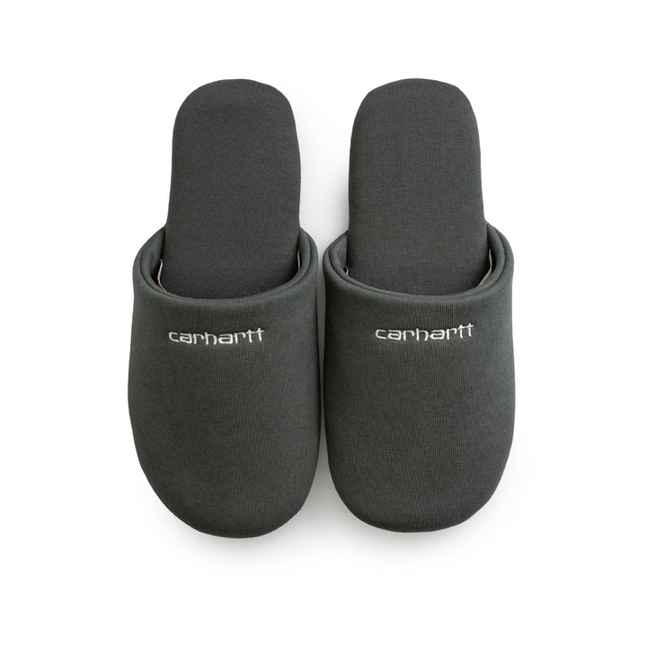 Carhartt WIP Script Embroidery Slippers | Hemlock Green - CROSSOVER