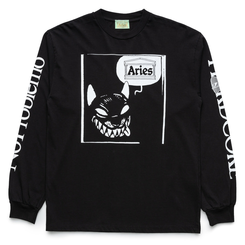 Aries Smiley Dog L/S Tee | Black - CROSSOVER