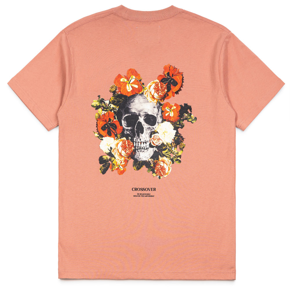 What Will Lasts Flower Skull Tee | Coral