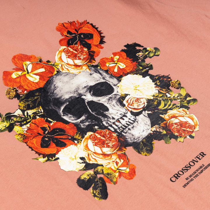 What Will Lasts Flower Skull Tee | Coral